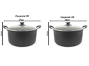 Ver imagem 2 de Kit com 2 Caçarolas Anti Aderente Com Tampa de Vidro 26cm 28cm Tamanho Grande
