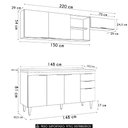 Ver imagem 3 de Armário de Cozinha com Tampo CP03 220cm Pérola Branco Z34 - Mpozenato