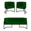 Ver imagem 1 de Kit 2 Poltronas + Sofá 2 Lugares Base de Metal Black Balaqui Cor:verde