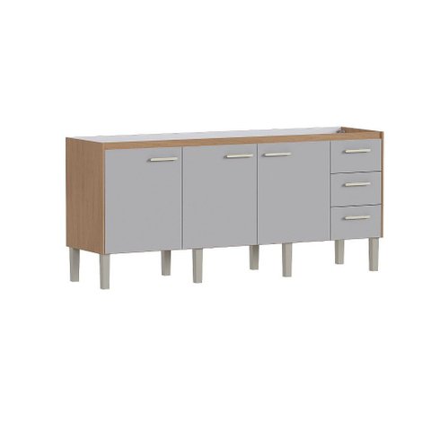 Gabinete Cozinha Mdf/mdp 1,74m Elegante 8 Pés e Amplo Espaço:jequitibá/nude