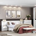 Ver imagem 2 de Cabeceira Extensível Madesa com 2 Mesas de Cabeceira Branco Cor:branco