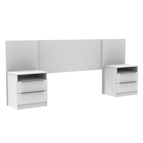 Cabeceira Extensível Madesa com 2 Mesas de Cabeceira Branco Cor:branco