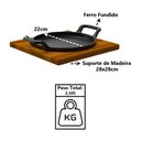 Ver imagem 2 de Bifeteira Redonda Alça Ferro Fundido Suporte Madeira 22cm