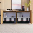 Ver imagem 4 de Armário Baixo 158,5cm Duplo com 4 Portas Tampo Embutido Corporate Marrom/Macadâmia/Branco