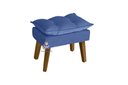 Ver imagem 5 de Kit 02 Poltrona/cadeira Decorativa e Puff Glamour com Pés Quadrado Azul Marinho
