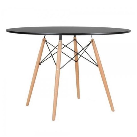 Kit - Mesa Redonda Eames 120 Cm Preto + 4 Cadeiras Eiffel Dsw Preto