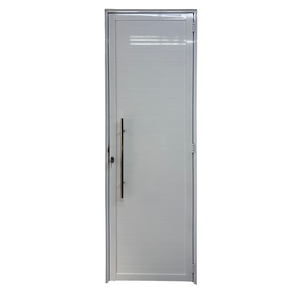 Porta de Aluminio Lambril Branco com Puxador Linha 25 - 210x70 Direita
