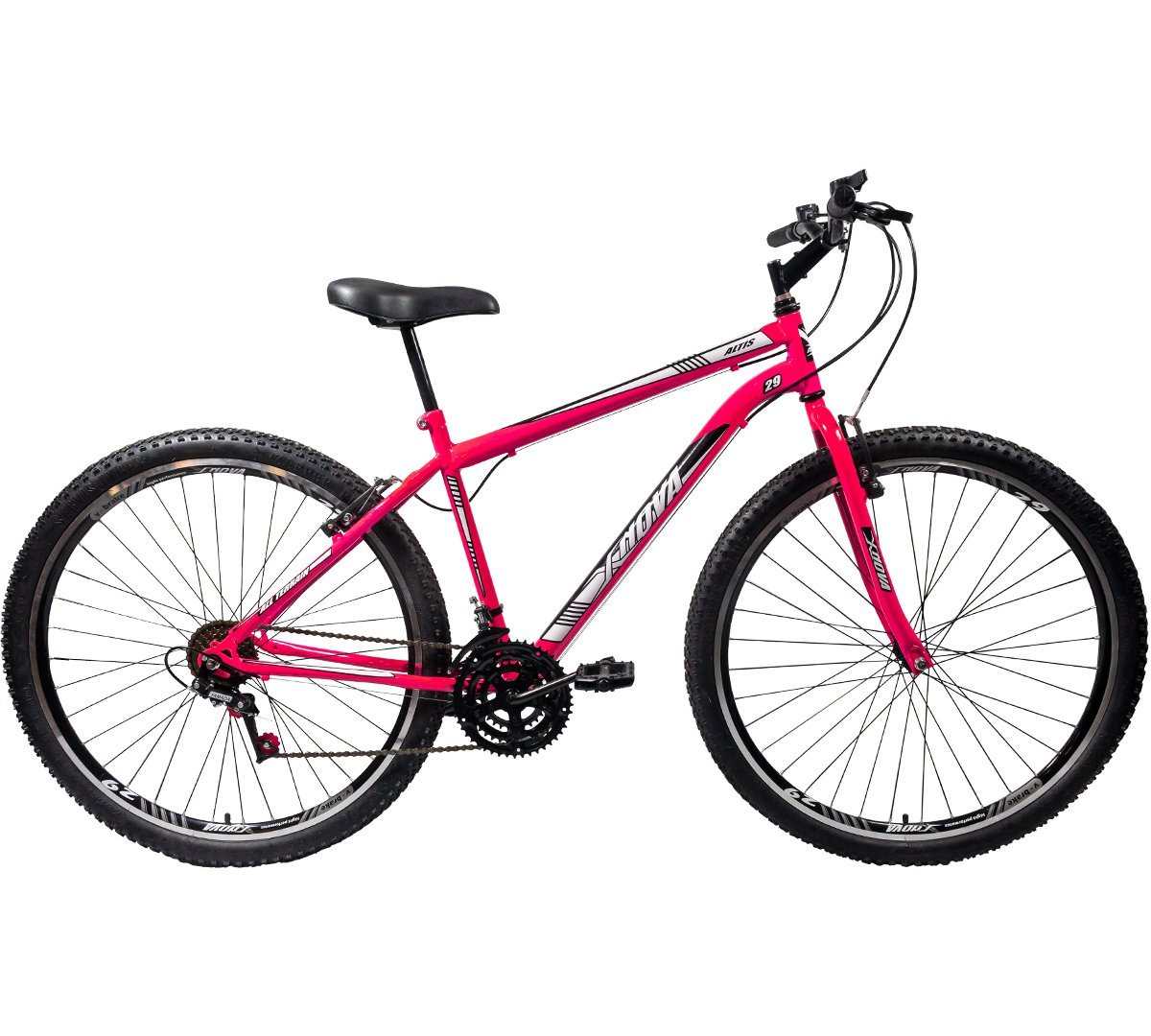 Bicicleta em Aço Carbono Rosa Aro 29 18v Marchas Freio V-Brake - Xnova Altis Aro 29 Feminina