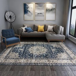 Tapete Sala Nain Blue 200x250cm Industrializado Estilo Persa Azul - 2