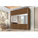 Ver imagem 2 de Guarda Roupa Casal 100% Mdf California Porta Correr C/Espelho 7 Gavetas Canela/Off-White Carmolar