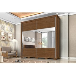 Guarda Roupa Casal 100% Mdf California Porta Correr C/Espelho 7 Gavetas Canela/Off-White Carmolar - 2