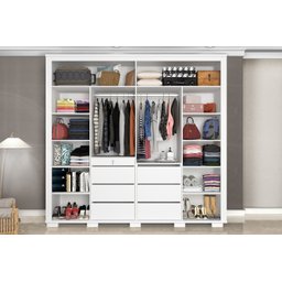 Guarda Roupa Casal 100% Mdf California Porta Correr C/Espelho 7 Gavetas Canela/Off-White Carmolar - 4