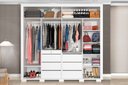 Ver imagem 5 de Guarda Roupa Casal 100% MDF California Porta Correr c/Espelho 7 Gavetas Canela/Off-White Carmolar