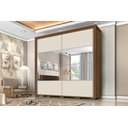 Ver imagem 1 de Guarda Roupa Casal 100% Mdf California Porta Correr C/Espelho 7 Gavetas Canela/Off-White Carmolar