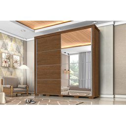 Guarda Roupa Casal 100% Mdf California Porta Correr C/Espelho 7 Gavetas Canela/Off-White Carmolar - 6