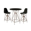 Ver imagem 1 de Jogo Mesa Bistrô Eames Preta 60Cm 2 Banquetas Preta Base Ferro Cobre - Cor: Preto