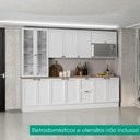 Ver mais imagens de Cozinha Armario 7 Peças Cristaleira Balcao com Tampo 270 cm Unna Branco Poliman