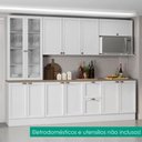Ver imagem 2 de Cozinha Armario 7 Peças Cristaleira Balcao com Tampo 270 cm Unna Branco Poliman