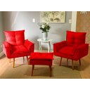 Ver imagem 1 de Kit 02 Poltronas Opala 1 Puff Opala Varias Cores Suede Bela-móveis:vermelho