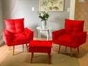 Ver imagem 1 de Kit 02 Poltronas Opala 1 Puff Opala Varias Cores Suede Bela-móveis:vermelho
