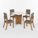Ver imagem 2 de Conjunto Sala Jantar Mesa Vértice 90 cm Canto Reto C Vidro 4 Cadeiras Milla Henn