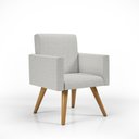 Ver imagem 2 de Kit 8 Poltronas Decorativa Cadeira Escritório Recepção Linho Cor:Linho Cinza Claro