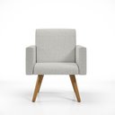 Ver imagem 3 de Kit 8 Poltronas Decorativa Cadeira Escritório Recepção Linho Cor:Linho Cinza Claro