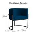 Ver imagem 4 de Poltrona Luana Veludo Azul Marinho Base Metálica Preta - Vallisa Decor