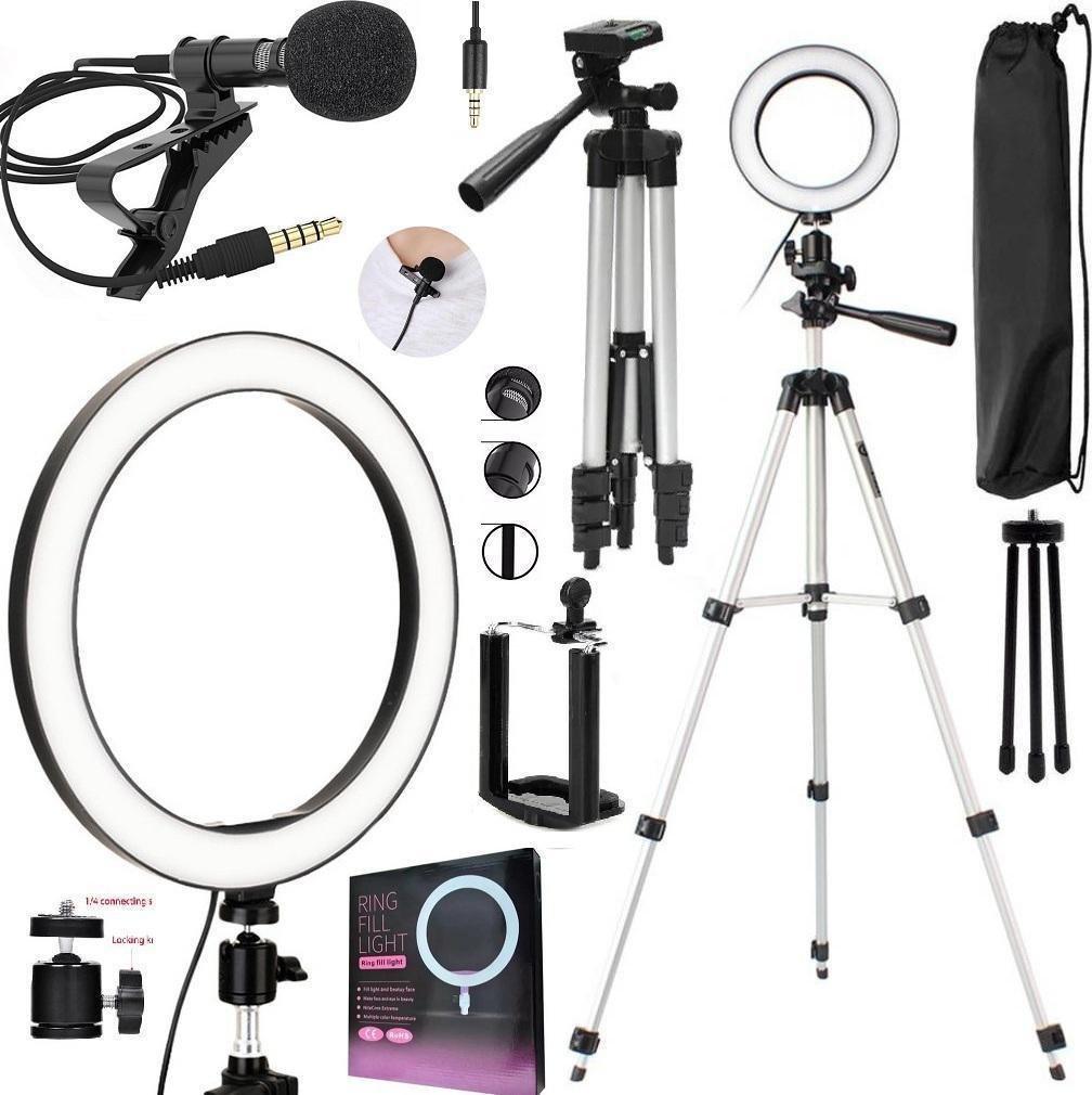 Kit Gravação Vídeo Profissional Ring Light Anel Iluminador