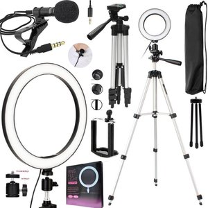 Kit Gravação Vídeo Profissional Ring Light Anel Iluminador