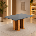 Ver imagem 2 de Mesa de Jantar 4 Lugares Retangular Tampo de MDF Munique Cobre/Cinza - Casa Giulia