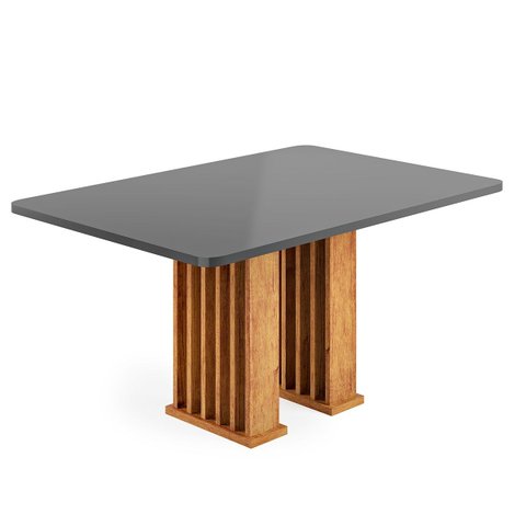 Mesa de Jantar 4 Lugares Retangular Tampo de MDF Munique Cobre/Cinza - Casa Giulia