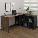Ver imagem 2 de Mesa Escrivaninha em L 140x130cm 8 Nichos Eron A06 - Mpozenato