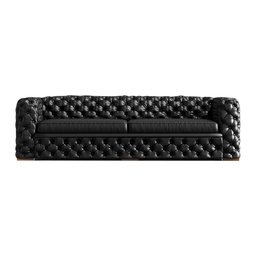 Sofá 4 Lugares Gênova 260cm Couro Preto - Gran Belo - 1