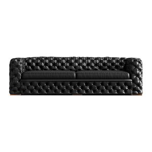 Sofá 4 Lugares Gênova 260cm Couro Preto - Gran Belo