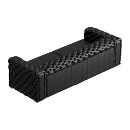 Sofá 4 Lugares Gênova 260cm Couro Preto - Gran Belo - 6