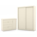 Ver imagem 1 de Jogo de Quarto Infantil com Guarda Roupa 2 Portas de Correr e Cômoda Tutto New Off White - Matic Móv