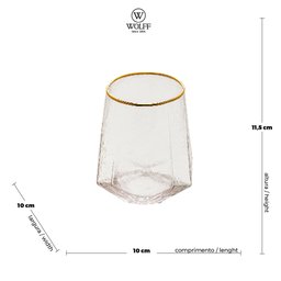 Conjunto 02 Copos Baixos de Cristal com Borda Dourada 550ml - 5