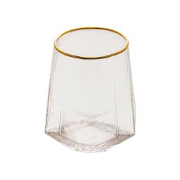 Conjunto 02 Copos Baixos de Cristal com Borda Dourada 550ml - 1