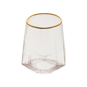 Conjunto 02 Copos Baixos de Cristal com Borda Dourada 550ml