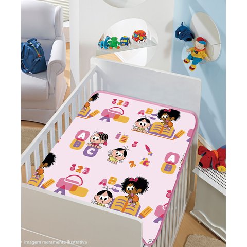 Cobertor Jolitex Turma da Monica Pelo Alto Rosa Abc