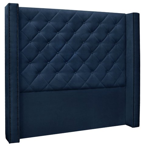 Cabeceira Estofada Cama Box Casal Queen Size Alteza 160cm Suede Azul Marinho - Desk Design