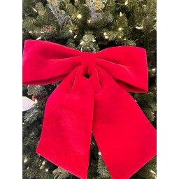 Laço Vermelho Aveludado Enfeite Natal Vila Natalina 35cm 45cm e 60cm Tamanho:g - 5