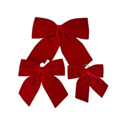 Laço Vermelho Aveludado Enfeite Natal Vila Natalina 35cm 45cm e 60cm Tamanho:g - 6