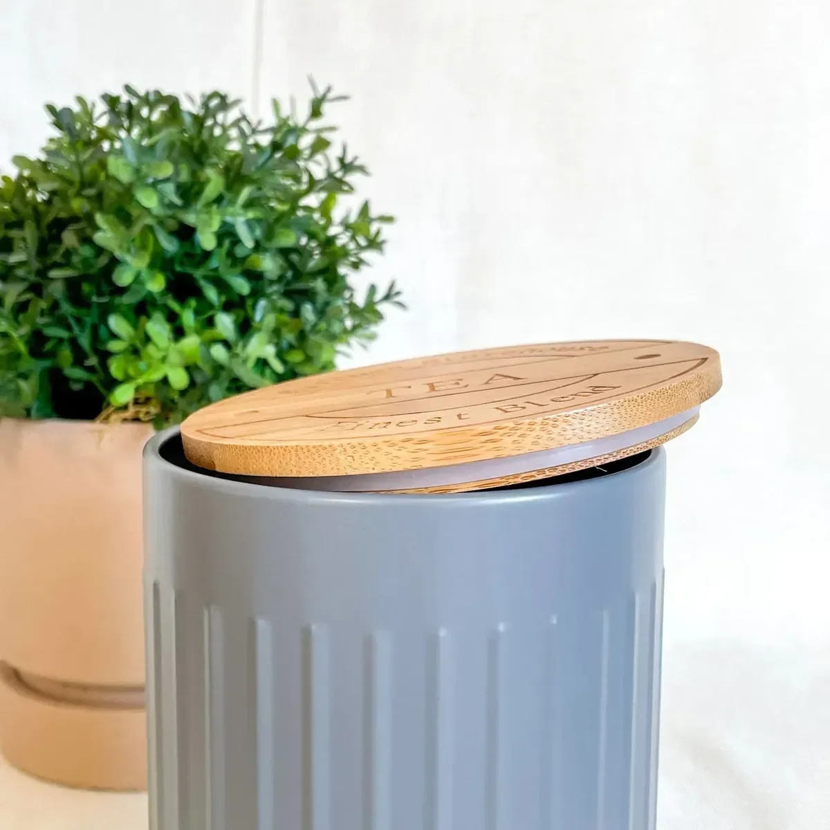 Conj de Potes de Lata e Madeira Cinza e Natural 3 Pcs - 2