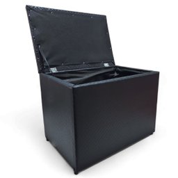 Puff Baú Banqueta Retangular Organizar e Decorar 55cm Preto Trançado Courino - 4