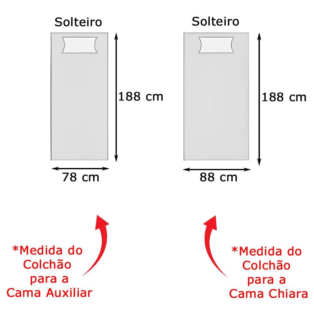 Bicama Cama com Auxiliar Solteiro Branca Chiara - Phoenix Baby - 5