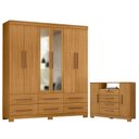 Ver imagem 1 de Cômoda Madri e Guarda Roupa Casal New Kansas com Espelho Carvalho Americano Tx -incorplac