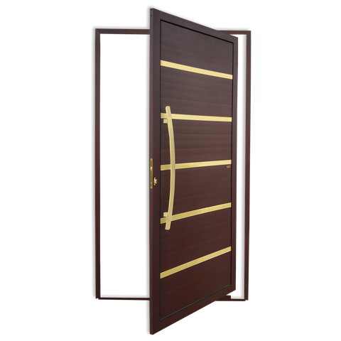 Porta Pivotante Lamb.Premium c/Puxador e. Sup.Marrom Corten Dourado 120 Brimak