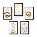 Ver imagem 1 de Kit 5 Quadros Decorativos Safari Baby Aquarela Bege:branca